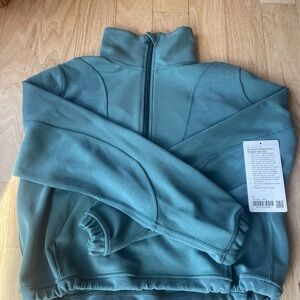 Lululemon brushed Softstreme ribbed half zip green Jasper